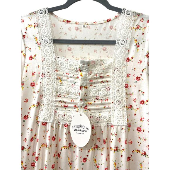NWT Rubehoow Women's Nightgown Victorian Long Sleeve Pockets Pink Rose‎ Size S - Picture 4 of 5